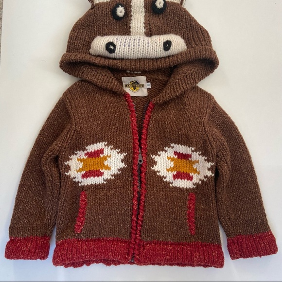 Kids Wool blend zip up horse sweater - Picture 6 of 11